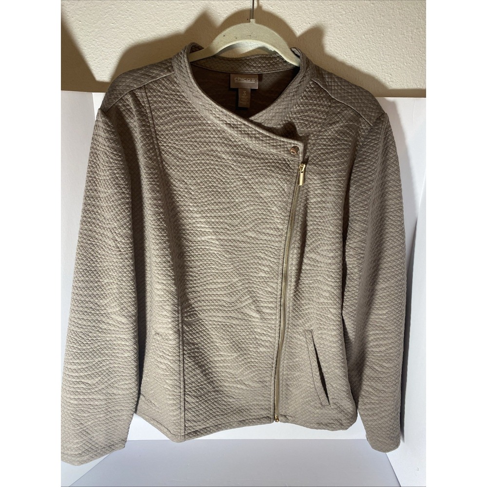 Chico's Taupe Woman's Jacket Size 3-XL Zip Front A1